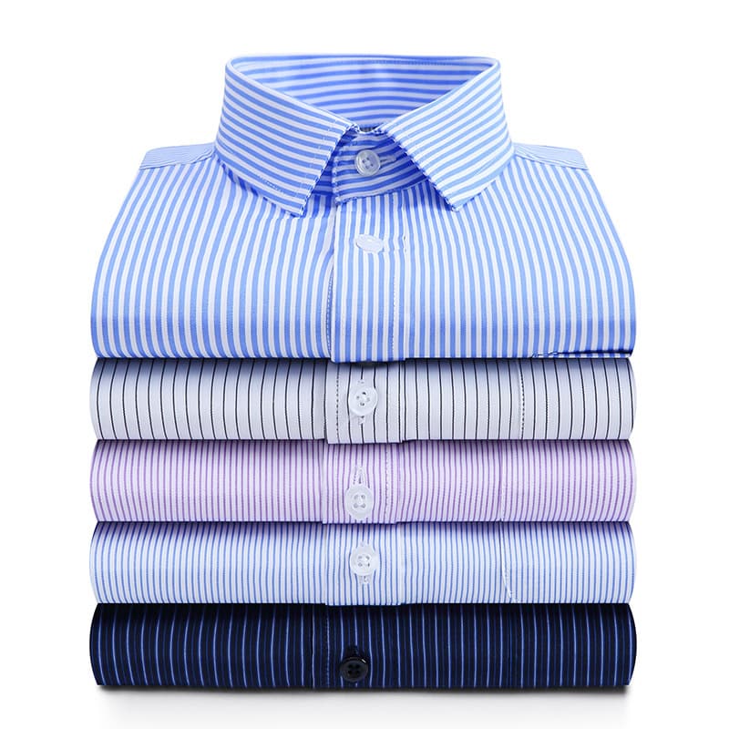 2025 Spring/Autumn Men's Long-Sleeve Shirt, Mid-Age Business Workwear Non-Iron Blue Striped Shirt Professional Work Uniform Top