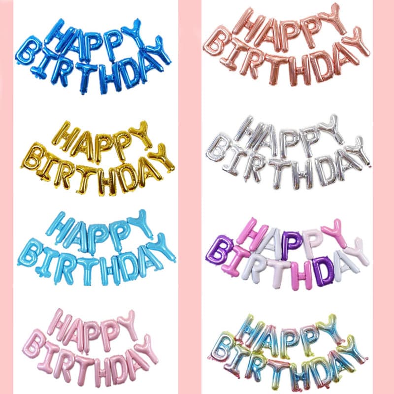 Rose Gold Happy Birthday Letter Balloon, Slim Version Happy Birthday Party Decoration Aluminum Foil Balloon