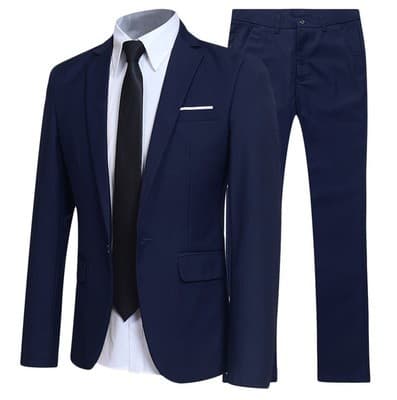 Men's two-piece suit, Korean style, slim fit, business formal wear, groom's wedding attire, British casual suit