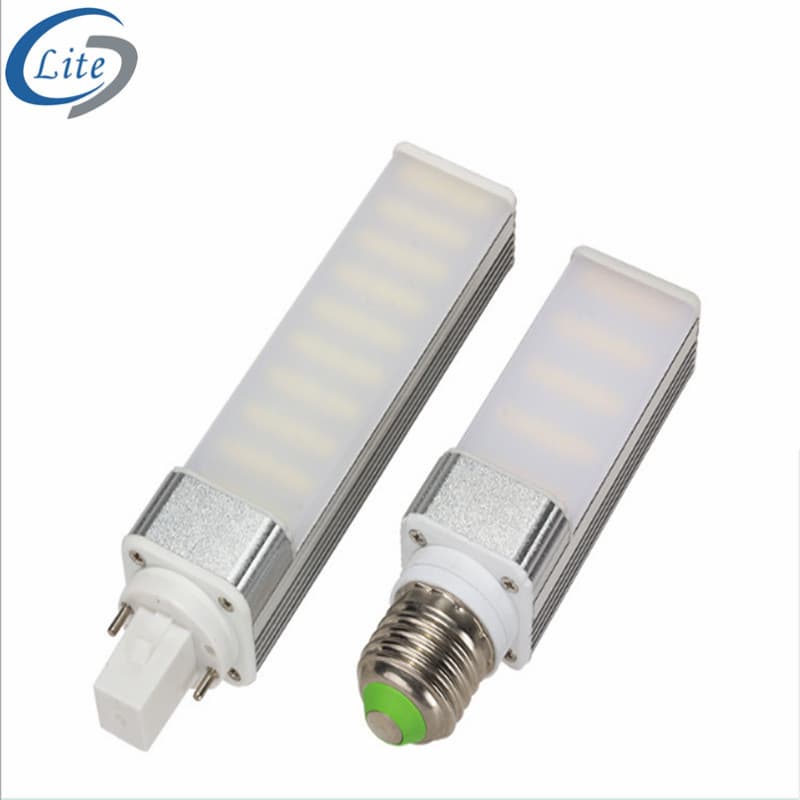 Cross-border Production of LED High-Brightness Horizontal Plug Lamp, All-Aluminum G24 E27 B22 Eye-Care Plug-in Tube with Milky/Transparent Cover