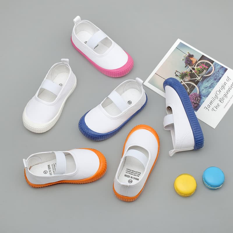 Children's Canvas Shoes Indoor Kindergarten Shoes for Boys Girls Elastic Small White Manufacturer