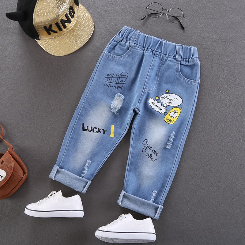 Hot-selling spring and autumn boys' denim trousers, children's clothing factory direct wholesale, children's pants, spring and autumn style baby jeans trendy
