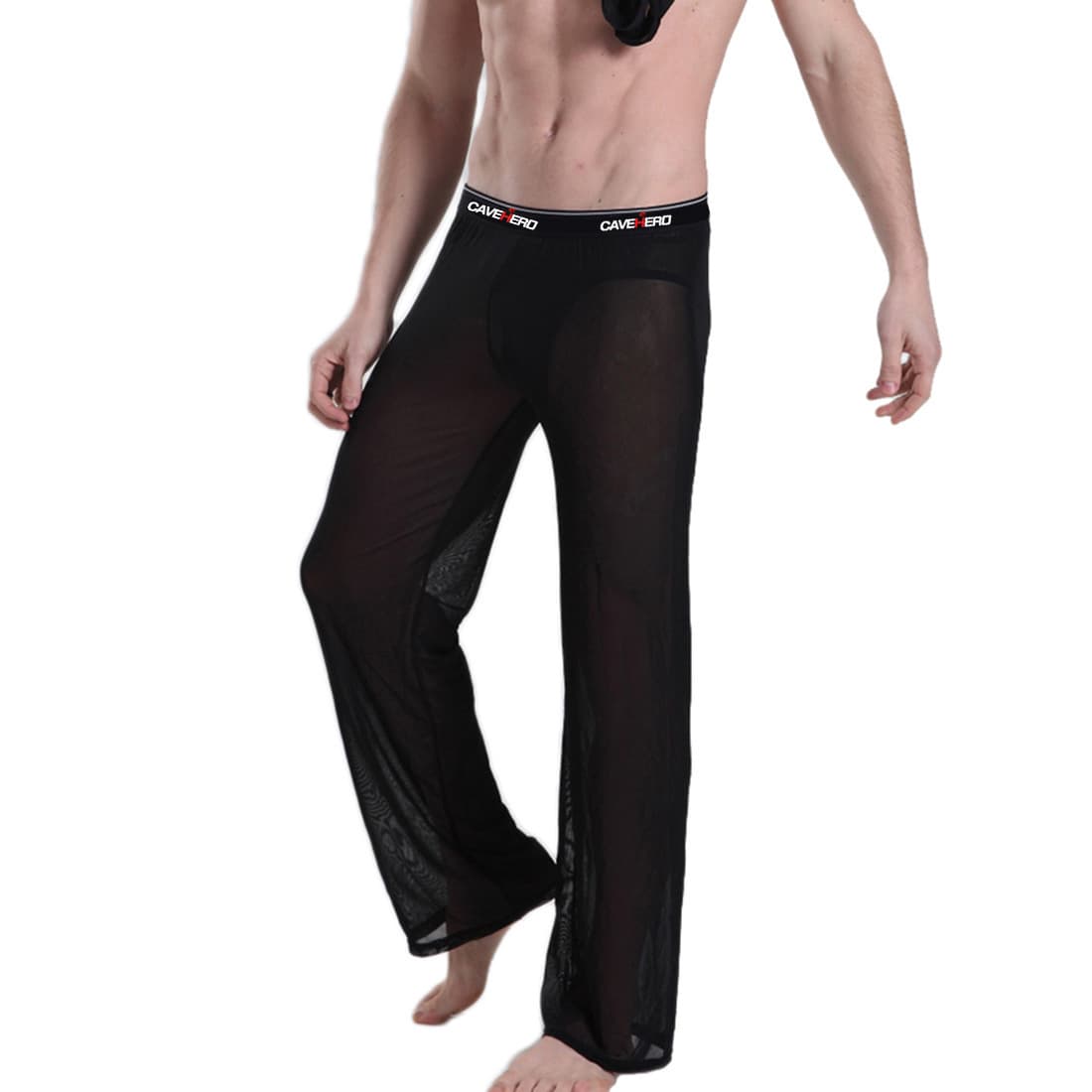 Sexy Ultra-Thin Men's Mesh Long Pants, Nightclub Lounge Casual Transparent Yoga Pants