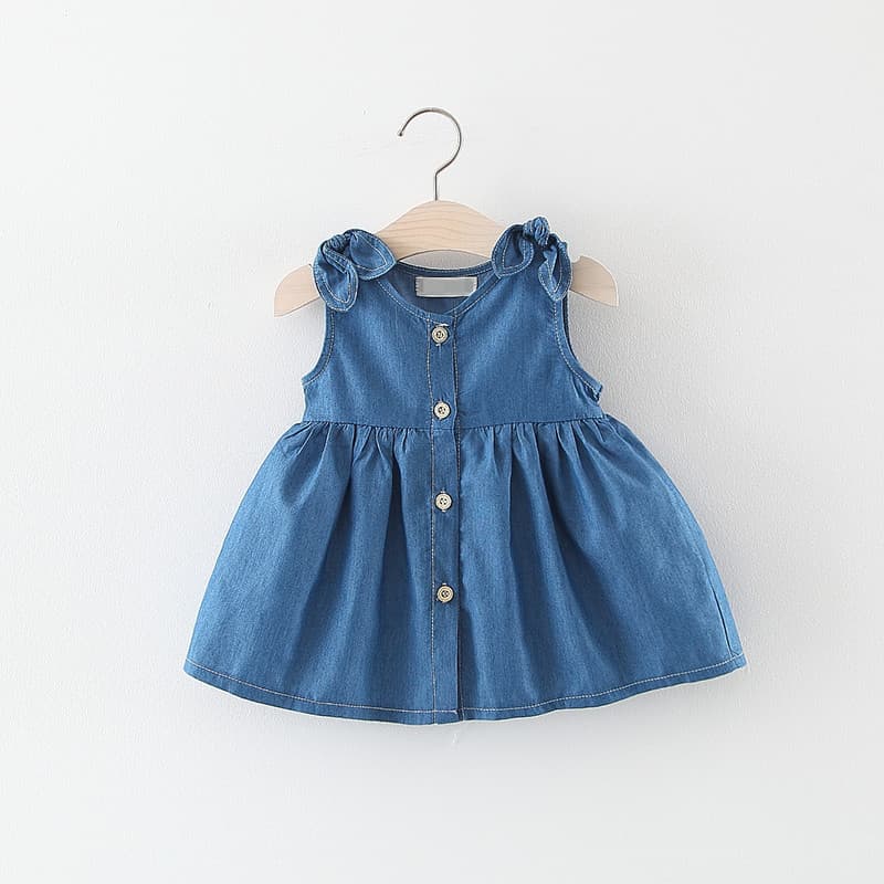 2023 Summer New Baby Girl Denim Dress with Bow, Children's Dress, Ins Hot Style, Drop Shipping