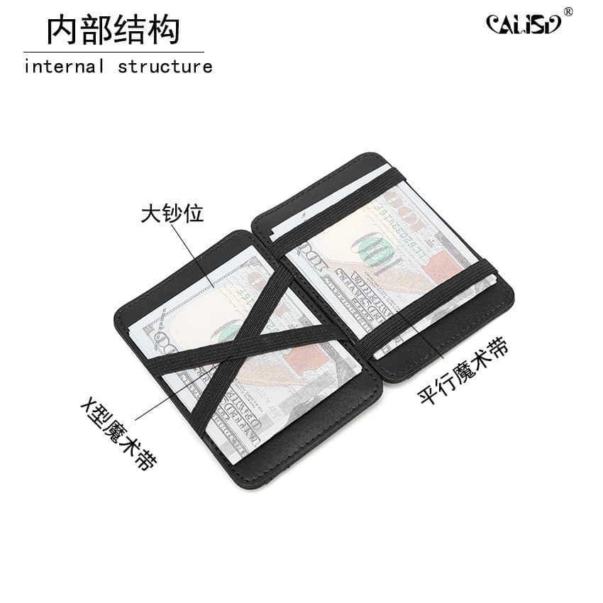 RFID Leather Grain PU Korean Style Magic Wallet Card Holder Coin Purse Factory Wholesale Slim Credit Card Case