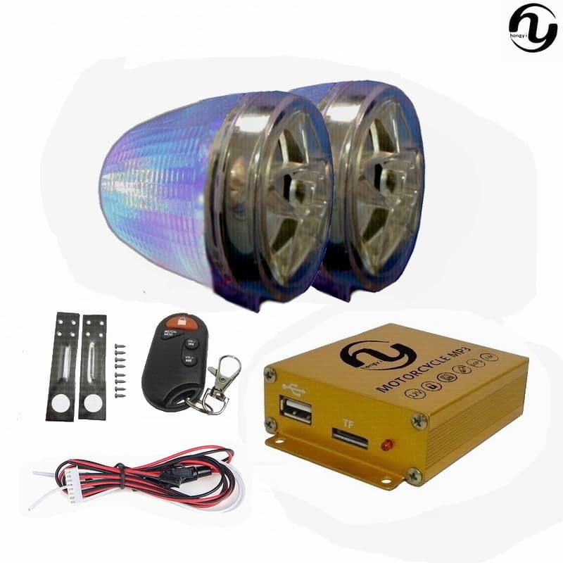 Factory Wholesale Heavy Bass Motorcycle Universal Anti-Theft Alarm Colorful Audio Motorcycle MP3 Speaker