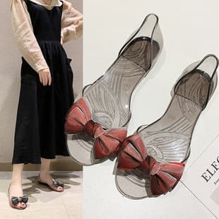 Women's Sandals, New Spring Summer Style, Flat Plastic Fish Mouth Versatile Beach Flower Student Trendy Shoes