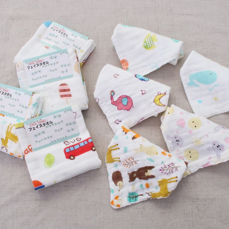 Six-Layer Pure Cotton Gauze Square Towel Kindergarten Small Towel All-Cotton Gauze Cloth Newborn Drool Bib Children's Handkerchief