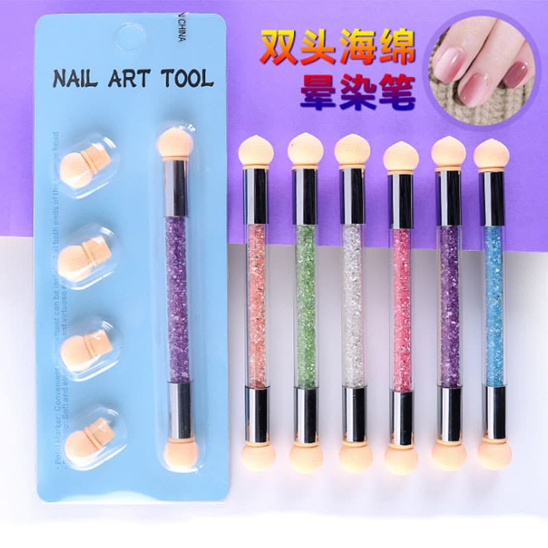New manicure gradient pen, smudge pen, light therapy dot paint sponge pen, double-ended washable and replaceable suction card