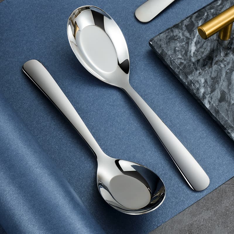 304 Stainless Steel Soup Spoon Chinese Stainless Steel Children's Rice Spoon Flat Bottom Spoon Wholesale Non-Magnetic Tableware Student Meal Spoon