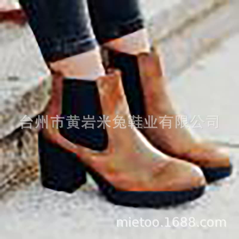 2026 Cross-border European and American Women's Boots, Chunky Platform Wedge Heel Slip-on Elastic Ankle Boots Martin Boots