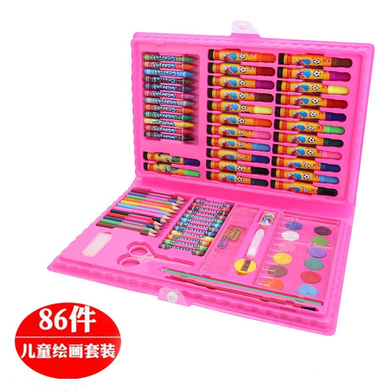 Wholesale 86-Piece Kids Drawing Set Marker Combo Stationery Student Watercolor Pen Brush Prize Gift Set