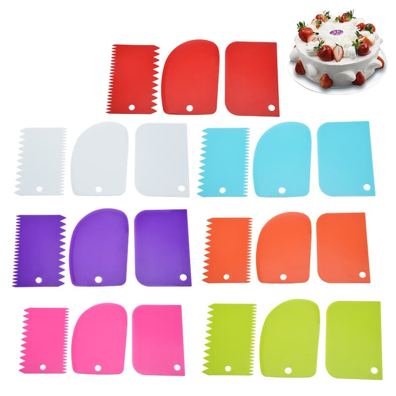 Three-Piece Set Butter Scraper Plastic Dough Scraper Baking Slicing Scraper Cake Scraper Flour Tool Home Baking Supplies