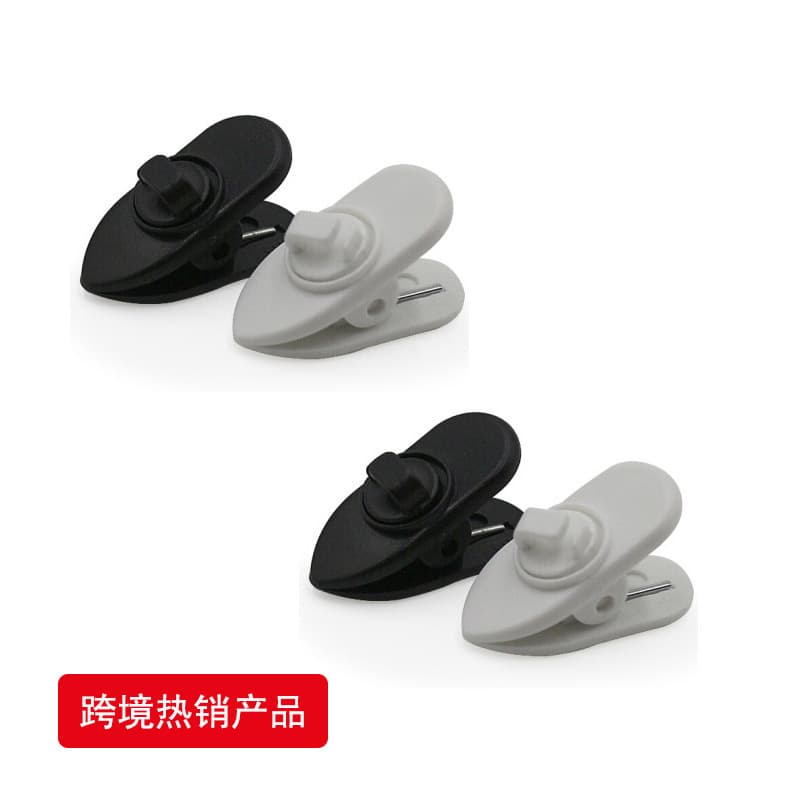 360-degree rotating headphone wire clips for 2.0 round cables, 4mm flat cable clips, and MP3 lapel clips.