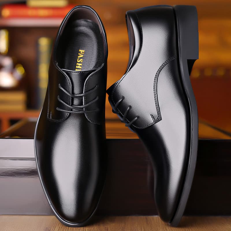 Men's Formal Casual Work Shoes Waterproof Leather Spring Autumn Business Style Low Top Rubber Sole Comfortable Fit Pumps