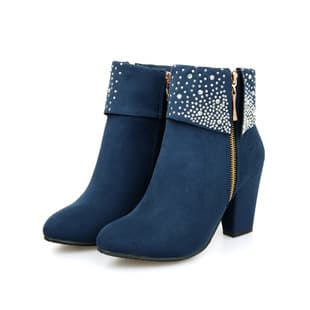 Factory 2016 Fall/Winter New Foreign Trade Large Size Rhinestone Matte Chunky Heel Short Boots for Women Wholesale 43 44 45 46 47