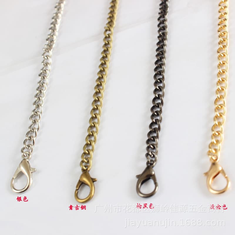 5mm wide bag strap, phone case chain, bag chain, luggage hardware accessories, 17# iron polished chain, 18mm lobster buckle