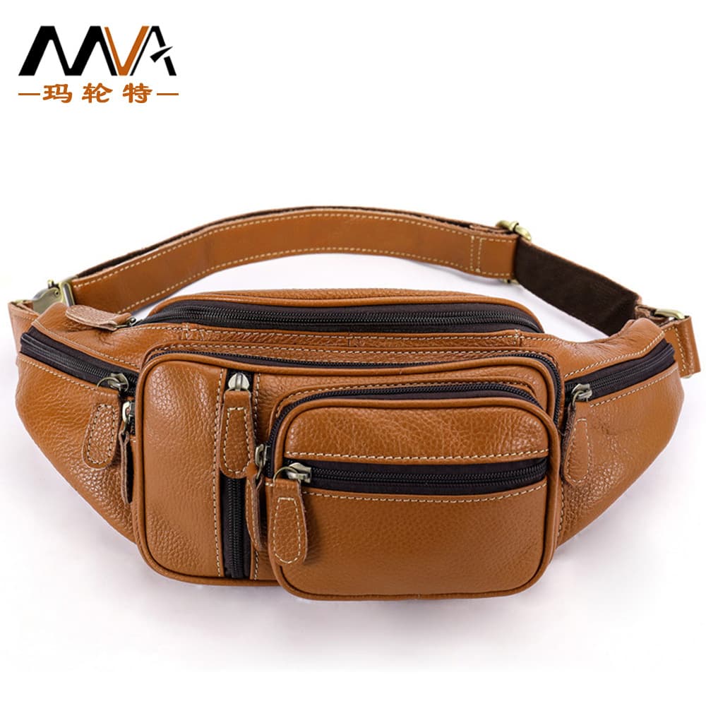 Genuine Leather Waist Bag for Men, Outdoor Casual Top-Grain Cowhide Crossbody Chest Bag, Waxed Leather Men's Bag Wholesale