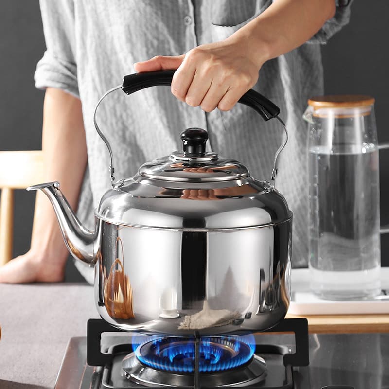 304 Stainless Steel Whistling Large Capacity Kettle, Gas Household Hot Water Pot, Open Flame Boiler for Gas and Induction Stoves