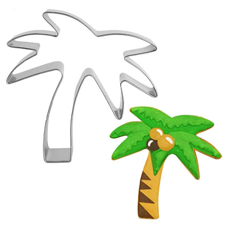 Stainless Steel Cookie Cutter Coconut Tree Ocean Theme Cookie Mold Tropical Rainforest Summer Forest Coconut Tree Press