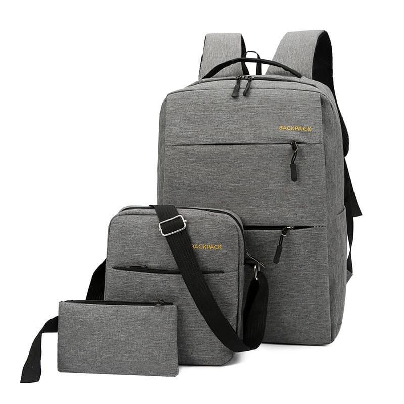 Men's Business Commuter Backpack Large Capacity Casual Double Shoulder Bag Oxford Cloth 15 Inch Laptop Bag Three Piece Set