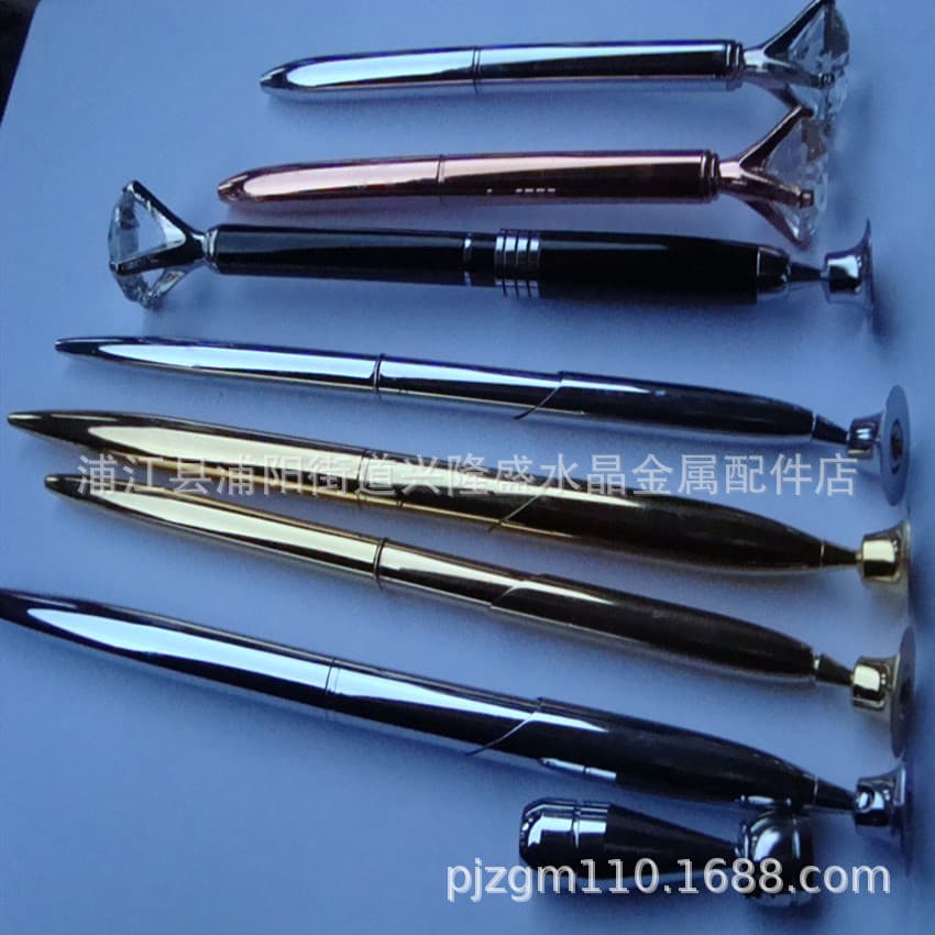 Copper pen inserted into metal desk pen three-piece gift set chrome plated silver large oblique mouth gold pen holder small desk pen manufacturer