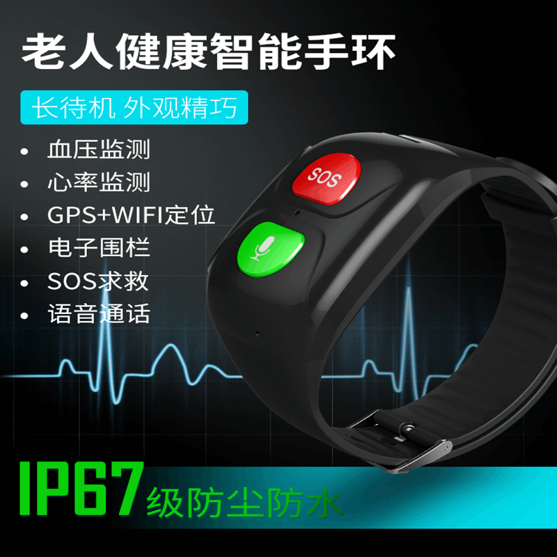 S1 Senior Positioning Smart Bracelet GPS Waterproof Watch Call Anti-Loss SOS Health Monitoring Heart Rate Blood Pressure Smart Band