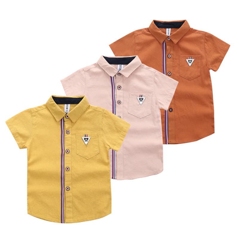 2024 Summer Korean Style New Children's Soft Shirt Solid Pocket 0-5 Years Baby Shirt