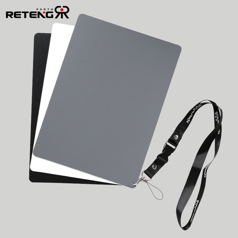 Ruiton 18-degree white balance medium gray card, black, white and gray three-color card, portable gray standard card for photography.