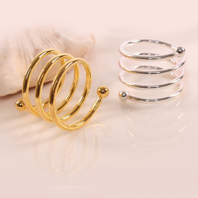Plated Wedding Dinner Napkin Ring Double Bead Spring Loaded Circle Table Decoration Kitchen Utensils