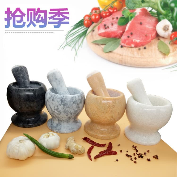 Factory Wholesale Natural Marble Garlic Mortar Jade Garlic Masher Pestle and Mortar Medicine Grinder Direct from Factory