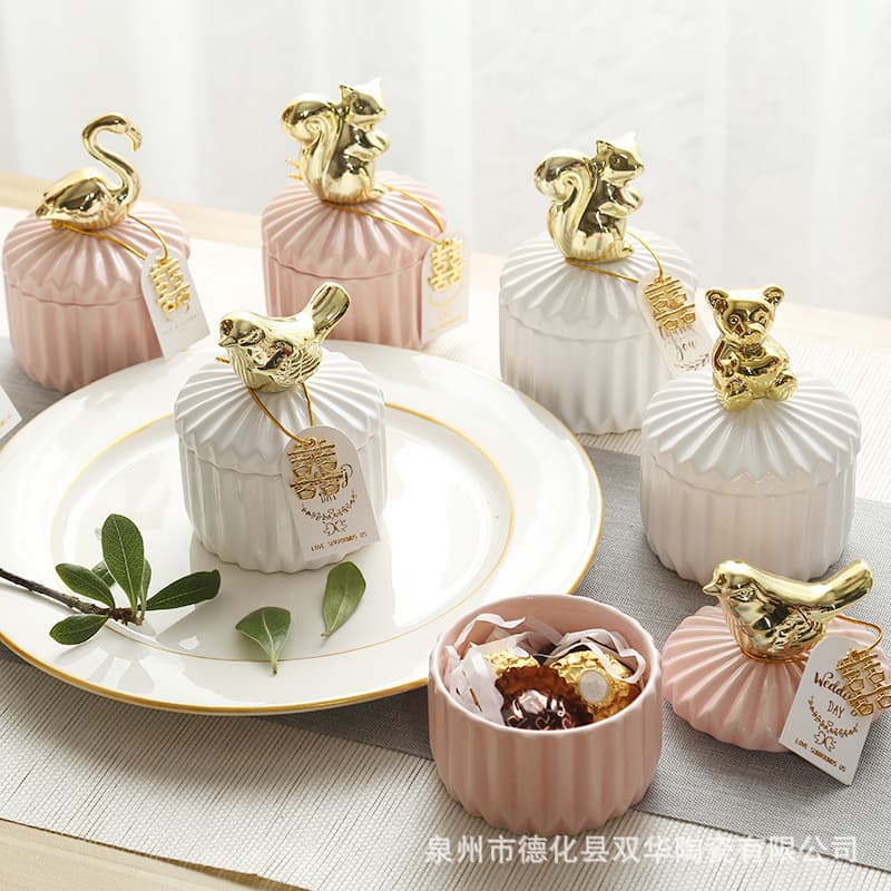 Nordic ceramic creative jewelry storage box, dressing table home decoration, wedding candy jar, gift box