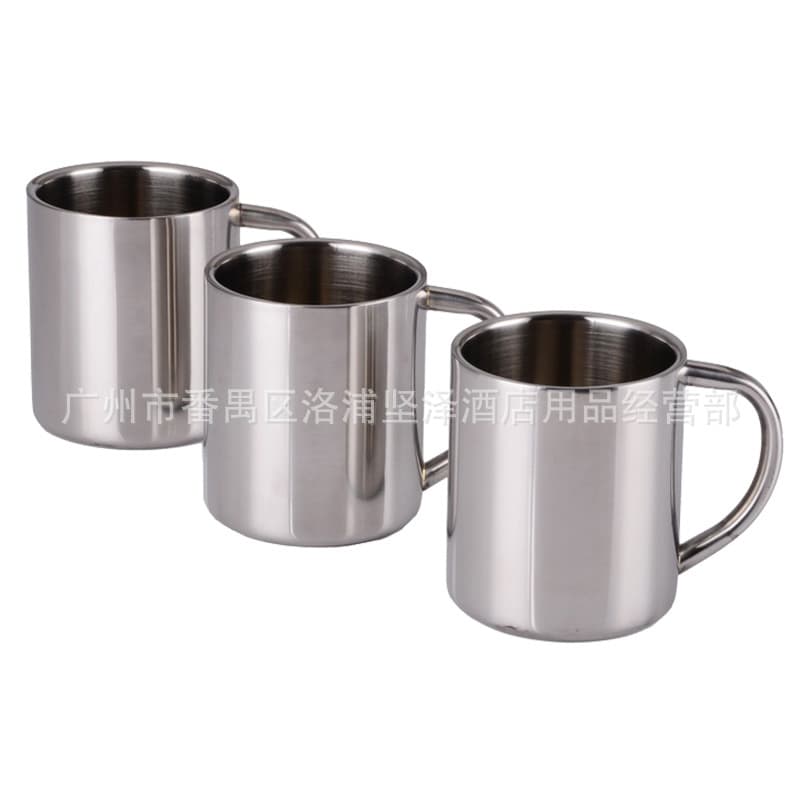 Thickened double-walled stainless steel cup with handles, suitable for coffee, students, tea, heat insulation, and scalding prevention for children and kindergartens.