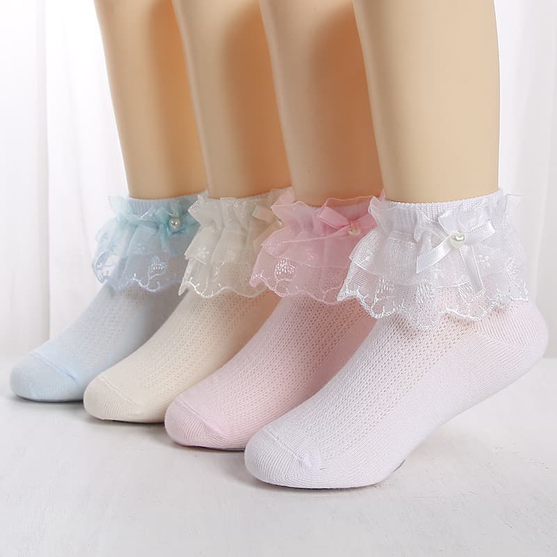 Children's socks white lace socks Latin dance girls thin lace socks spring and summer thin children dance socks