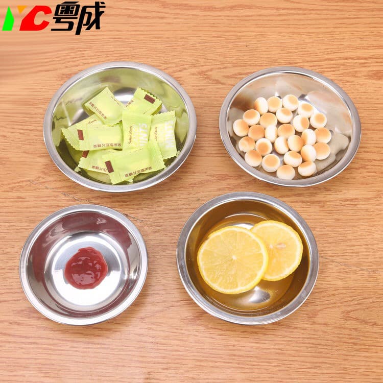 Stainless Steel Non-magnetic Round Dish, Thickened Round Small Dish, Sauce Mustard Dish, Kindergarten Snack Dish, Restaurant Stall