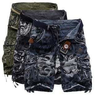 Foreign Trade Style Cargo 5-Inch Shorts Multi-Pocket Loose Cargo Shorts Leopard Print Camo Cargo Mid-Length Pants 5-Inch Shorts 2292