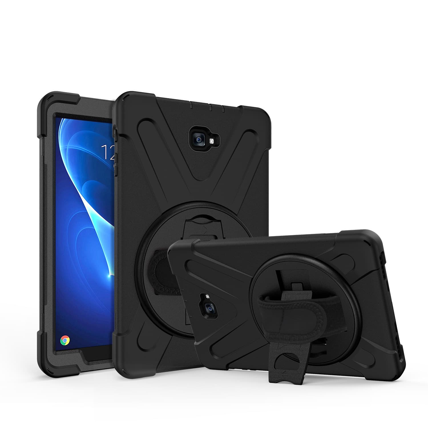 Compatible with Samsung SM-T580 Pirate King Hand Strap Stand Tablet Case T585 Silicone Protective Cover