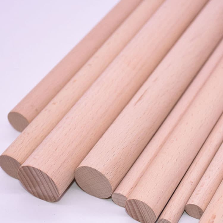 Solid Beech Wood Round Rods for DIY Craft Models, Tapestry Sticks, Yoga Sticks