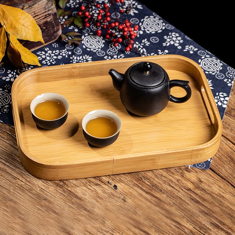 New bamboo tea tray, portable long tray for home, restaurant, and hotel use, simple Japanese style tea tray, wholesale.