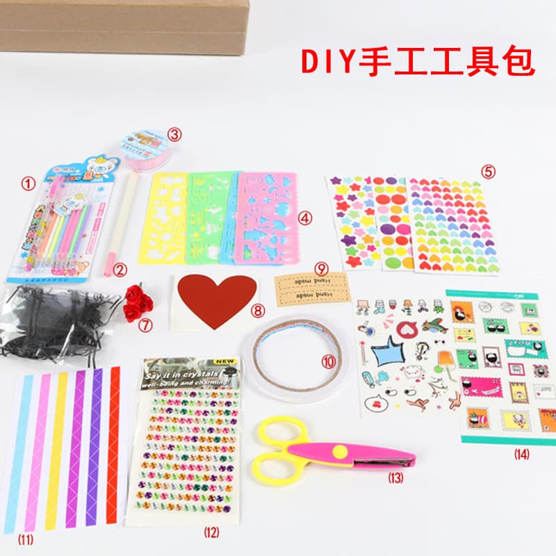 DIY Tool Kit Materials Coloring Students Children Ornaments Creative Doodle Set Processing Paintbrush Colored Pencils Coloring
