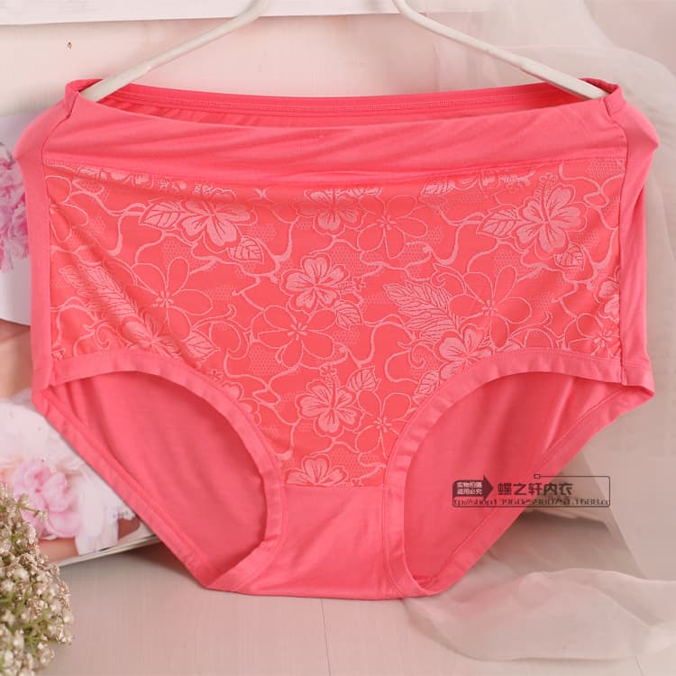 903 906 Plus Size Women's Sexy Lace Jacquard Bamboo Fiber Triangle Panties Thin Style