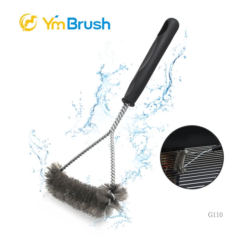 Manufacturer direct supply wholesale, internationally popular oven brush, 12-inch three-sided wire barbecue cleaning brush, practical barbecue brush