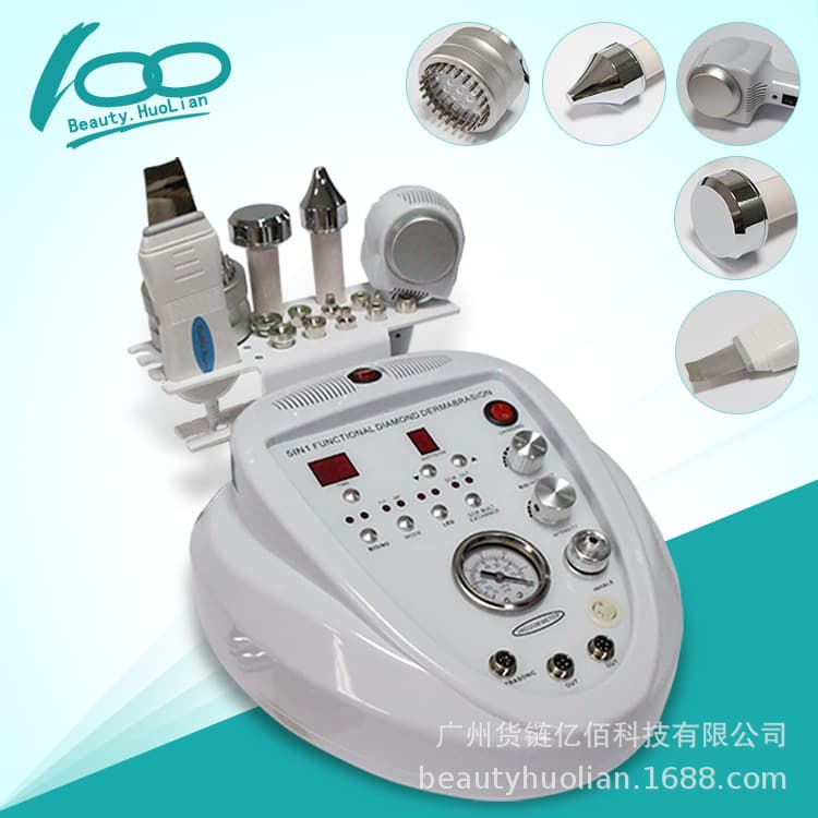 5-in-1 Skin Spatula Diamond Microdermabrasion Device Handheld Cold/Hot Hammer Introduction Instrument Microcurrent Light Therapy Skin Rejuvenation Device