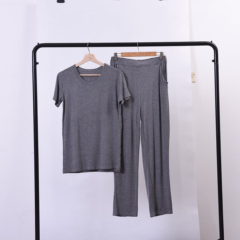 300lb Plus Size Home Suit for Men Summer Loungewear Modal V-Neck Short Sleeve Long Pants Oversized Men's Set