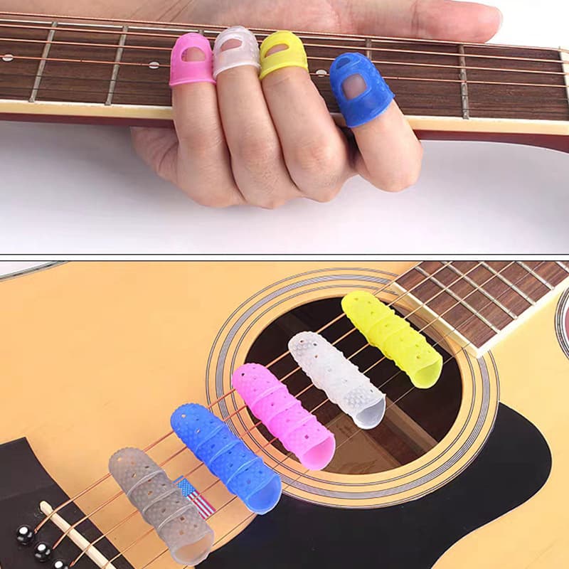 Guitar Finger Protector Silicone Finger Guard for Beginners Practice Playing Strings Finger Sleeve Guitar