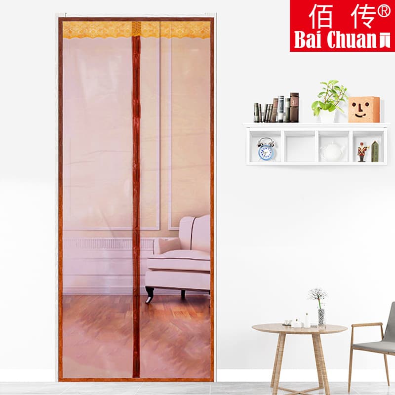 Export Mosquito-Proof Ice Silk Solid Color Screen Door, Magnetic Soft Screen Door with Snap Buttons, Magnetic Door Curtain Wholesale