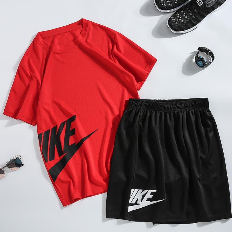 2025 Summer New Men's Short-Sleeved T-Shirt Casual Running Half-Sleeved Sports Suit Quick-Drying Short-Sleeved Shorts Sports