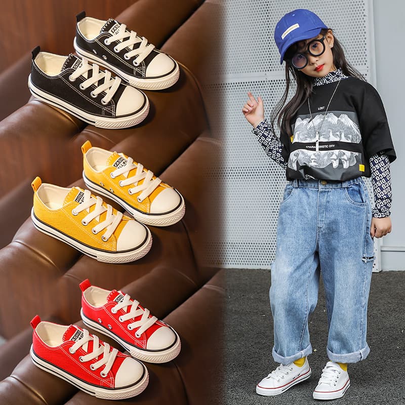 Children's Canvas Shoes 2025 Spring/Autumn Korean Style Low-Top Sneakers for Boys and Girls Baby White Shoes Casual Cloth Shoes