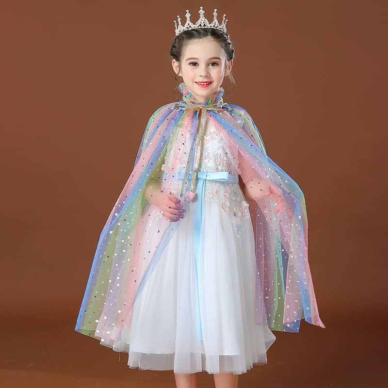 Frozen Elsa Anna Cape Children's Shoulder Cape Costume Girls Princess Veil Outerwear Cloak