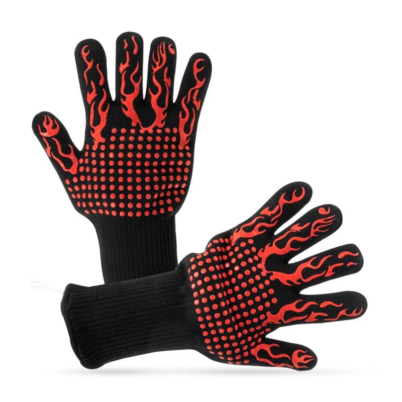 Factory in-stock BBQ barbecue gloves silicone, high-temperature resistant 800 degrees 1472℉ insulated anti-scald microwave oven.